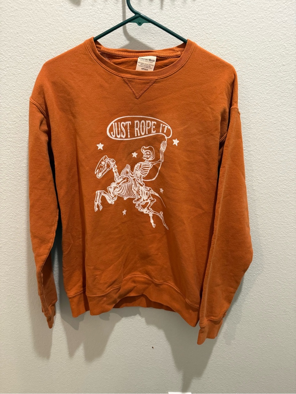 Just Rope It Orange Graphic Crewneck Sweatshirt